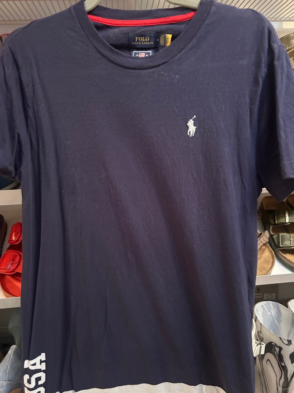 Polo Ralph Lauren Navy Blue Pullover Tee Shirt Dress with Red Trim - Picture 6 of 7